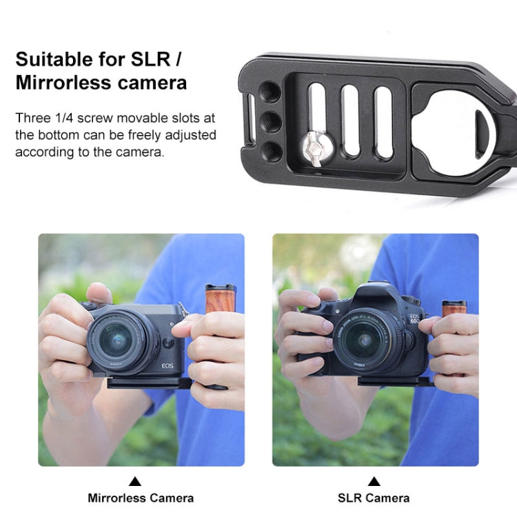 PULUZ Wooden Left Side Handle Vertical Shoot Quick Release L Plate - free shipping - PMC TechLife - Order now!