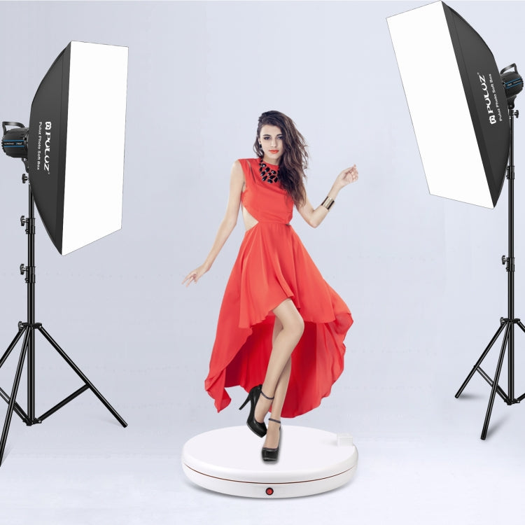 PULUZ 45cm Remote Control Adjusting Speed Rotating Turntable Display Stand with Power Socket, White, Load 100kg(US Plug) - free shipping - PMC TechLife - Order now!