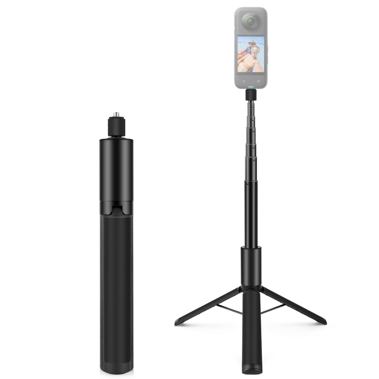 PULUZ 1.22m Retractable Invisible Selfie Stick with Tripod For Insta360 X4 / X3 (Black) - Self Monopod Grip by PULUZ | Online Shopping South Africa | PMC Jewellery | Buy Now Pay Later Mobicred