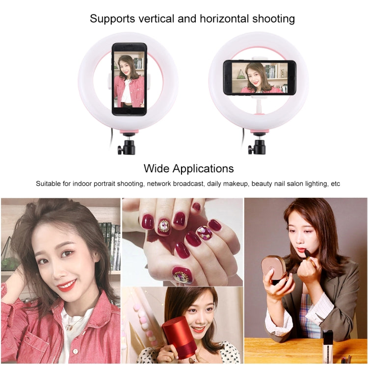 PULUZ 7.9 inch 20cm USB RGB Dimmable LED Dual Color Temperature LED Curved Light Ring Vlogging Selfie Photography Video Lights with Phone Clamp(Pink) - Ring Light by PULUZ | Online Shopping South Africa | PMC Jewellery | Buy Now Pay Later Mobicred