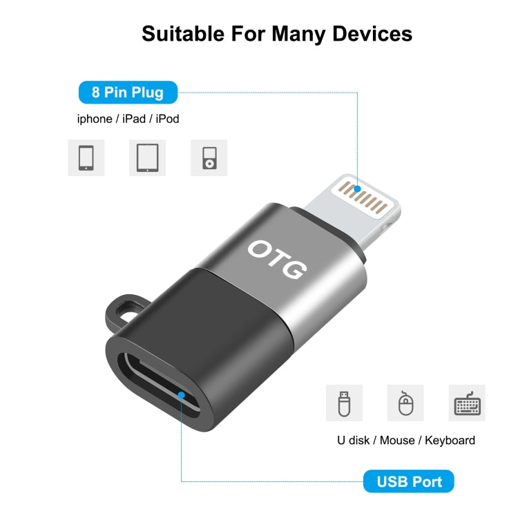 PULUZ USB-C / Type-C to 8 Pin OTG Adapter (Black) - Converter & Adapter by PULUZ | Online Shopping South Africa | PMC Jewellery | Buy Now Pay Later Mobicred