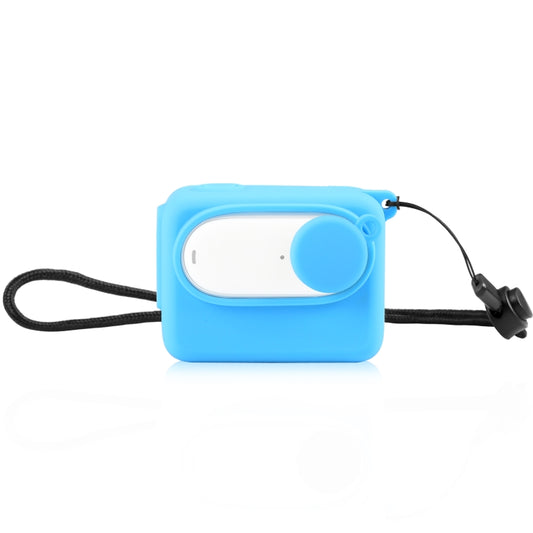 For Insta360 GO 3 PULUZ Camera Charging Case Silicone Case with Lens Cap & Strap (Blue) - Case & Bags by PULUZ | Online Shopping South Africa | PMC Jewellery | Buy Now Pay Later Mobicred