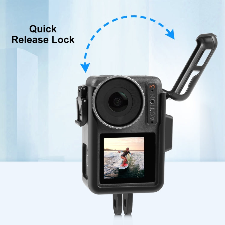 For DJI Osmo Action Pro 5 / 4 / 3 PULUZ Vertical Plastic Protective Frame Cage with Cold Shoes (Black) - free shipping - PMC TechLife - Order now!