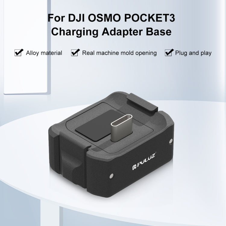 For DJI OSMO Pocket 3 PULUZ USB-C / Type-C Dock Desktop Charging Base Aluminum Alloy Bracket (Black) - Mount & Holder by PULUZ | Online Shopping South Africa | PMC Jewellery | Buy Now Pay Later Mobicred