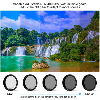 For GoPro HERO12 Black /11 Black /11 Black Mini /10 Black /9 Black PULUZ 52mm UV ND2-400 Filter with Adapter Ring(Black) - Lens Filter by PULUZ | Online Shopping South Africa | PMC Jewellery | Buy Now Pay Later Mobicred