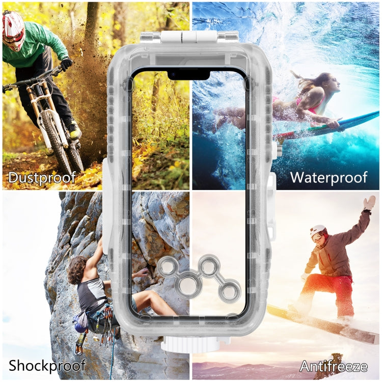 PULUZ 40m/130ft Waterproof Diving Case for iPhone 16 / 15 / 15 Pro / 14 / 14 Pro / 13 / 13 Pro / 12 / 12 Pro, with One-way Valve Photo Video Taking Underwater Housing Cover(White) - iPhone 14 Cases by PULUZ | Online Shopping South Africa | PMC Jewellery | Buy Now Pay Later Mobicred