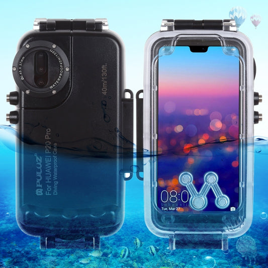 PULUZ 40m/130ft Waterproof Diving Case for Huawei P20 Pro, Photo Video Taking Underwater Housing Cover(Black) - Huawei Cases by PULUZ | Online Shopping South Africa | PMC Jewellery | Buy Now Pay Later Mobicred