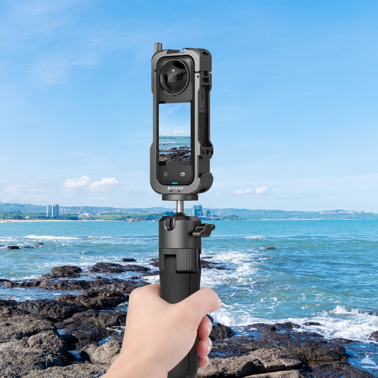 For Insta360 X4 PULUZ Metal Protective Cage Rig Housing Frame with Lens Cover (Black) - Mount & Holder by PULUZ | Online Shopping South Africa | PMC Jewellery | Buy Now Pay Later Mobicred