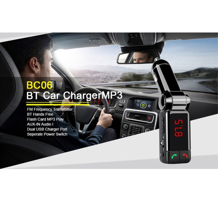 BC-06 Bluetooth Car Kit FM Transmitter Car MP3 Player with LED Display 2 USB Charger & Handsfree Function(Black) - Bluetooth Car Kits by PMC TechLife | Online Shopping South Africa | PMC TechLife | Buy Now Pay Later Mobicred