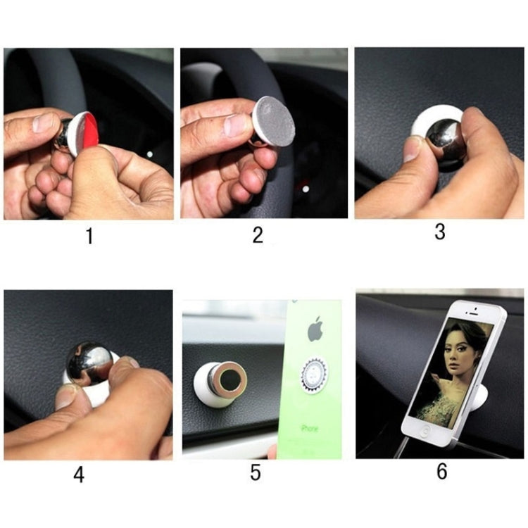 Magnet 360 Degree Rotating Mini Car Mount Metal Holder Kit , For iPhone, Galaxy, Huawei, Xiaomi, Lenovo, Sony, LG, HTC and Other Smartphones(White) - Car Holders by PMC Jewellery | Online Shopping South Africa | PMC Jewellery | Buy Now Pay Later Mobicred