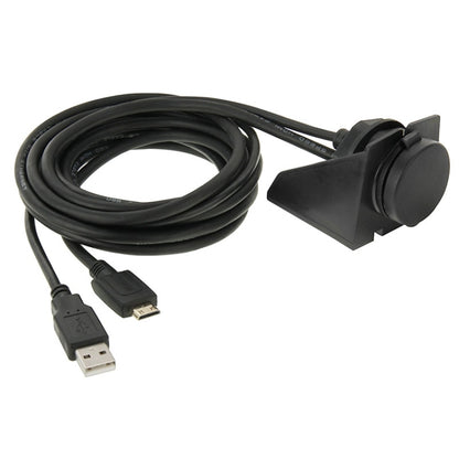 USB 2.0 & Mini HDMI (Type-C) Male to USB 2.0 & HDMI (Type-A) Female Adapter Cable with Car Flush Mount, Length: 2m - DIY Cables by PMC Jewellery | Online Shopping South Africa | PMC Jewellery