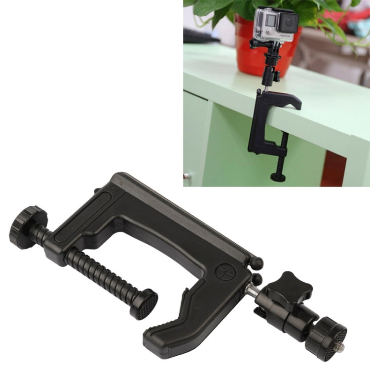 Desktop Fixed Clamp Holder Mount with Tripod Adapter for GoPro Hero12 Black / Hero11 /10 /9 /8 /7 /6 /5, Insta360 Ace / Ace Pro, DJI Osmo Action 4 and Other Action Cameras, Clamp Size: 1 - 6 cm - Holder by PMC Jewellery | Online Shopping South Africa | PMC Jewellery