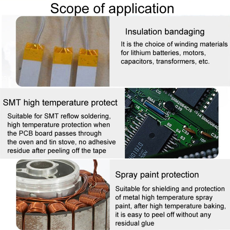 45mm High Temperature Resistant Clear Heat Dedicated Polyimide Tape with Silicone Adhesive, Length: 33m - free shipping - PMC TechLife - Order now!