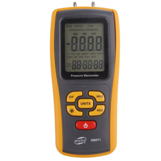 BENETECH GM511 LCD Display Pressure Manometer(Yellow) - Other Tester Tool by BENETECH | Online Shopping South Africa | PMC Jewellery | Buy Now Pay Later Mobicred