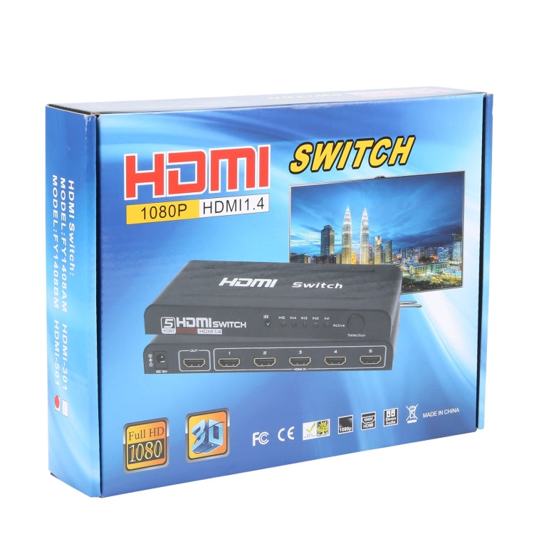 Full HD 1080P 5 Ports HDMI Switch with Remote Control & LED Indicator(Black) - Switch by PMC Jewellery | Online Shopping South Africa | PMC Jewellery | Buy Now Pay Later Mobicred