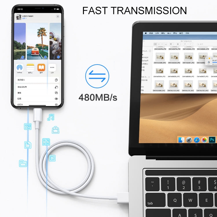2m USB Sync Data & Charging Cable For iPhone, iPad(White) - Normal Style Cable by PMC TechLife | Online Shopping South Africa | PMC TechLife