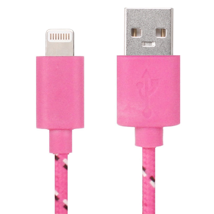 1m Nylon Netting Style USB 8 Pin Data Transfer Charging Cable for iPhone, iPad(Magenta) - Normal Style Cable by PMC Jewellery | Online Shopping South Africa | PMC Jewellery | Buy Now Pay Later Mobicred