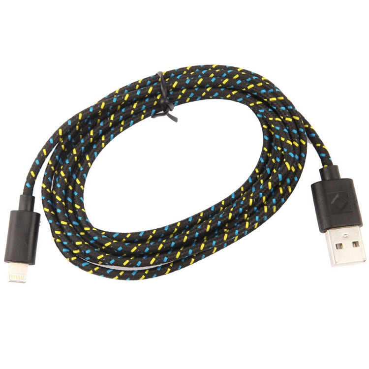 1m Nylon Netting USB Data Transfer Charging Cable For iPhone, iPad, Compatible with up to iOS 15.5(Black) - Normal Style Cable by PMC Jewellery | Online Shopping South Africa | PMC Jewellery | Buy Now Pay Later Mobicred