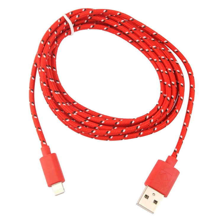 3m Nylon Netting Style USB Data Transfer Charging Cable for iPhone, iPad(Red) - Normal Style Cable by PMC Jewellery | Online Shopping South Africa | PMC Jewellery | Buy Now Pay Later Mobicred