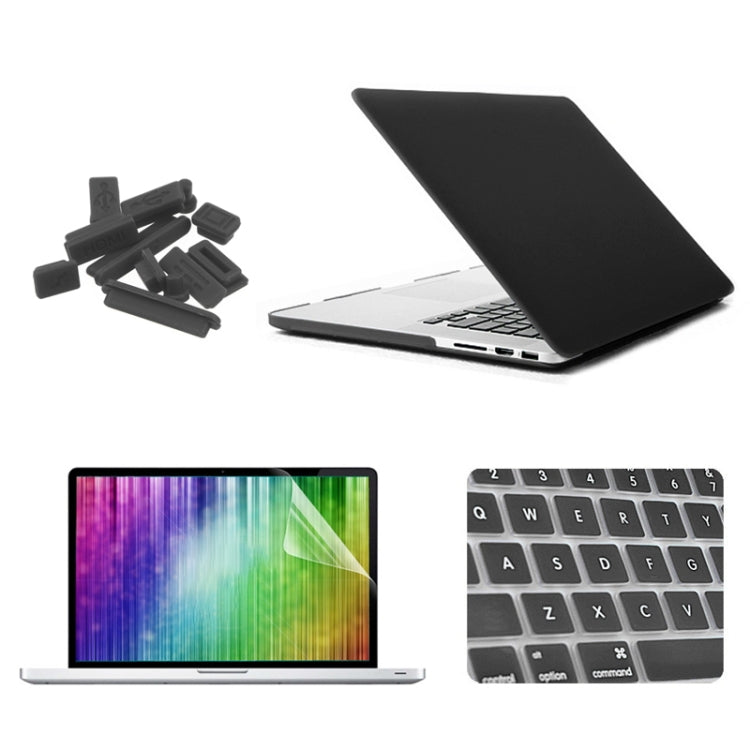 ENKAY for MacBook Pro Retina 15.4 inch (US Version) / A1398 4 in 1 Frosted Hard Shell Plastic Protective Case with Screen Protector & Keyboard Guard & Anti-dust Plugs(Black) - MacBook Pro Cases by ENKAY | Online Shopping South Africa | PMC Jewellery | Buy Now Pay Later Mobicred