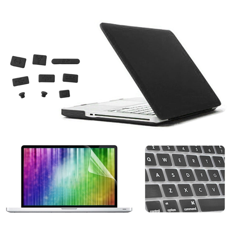 ENKAY for MacBook Pro 13.3 inch (US Version) / A1278 4 in 1 Frosted Hard Shell Plastic Protective Case with Screen Protector & Keyboard Guard & Anti-dust Plugs(Black) - MacBook Pro Cases by ENKAY | Online Shopping South Africa | PMC Jewellery | Buy Now Pay Later Mobicred