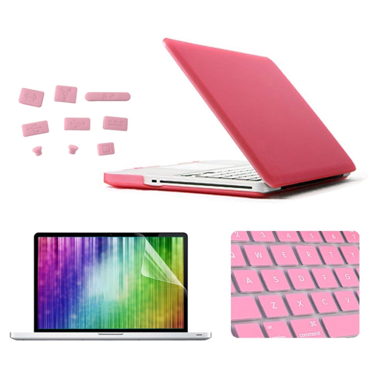 ENKAY for MacBook Pro 15.4 inch (US Version) / A1286 4 in 1 Frosted Hard Shell Plastic Protective Case with Screen Protector & Keyboard Guard & Anti-dust Plugs(Pink) - MacBook Pro Cases by ENKAY | Online Shopping South Africa | PMC Jewellery | Buy Now Pay Later Mobicred