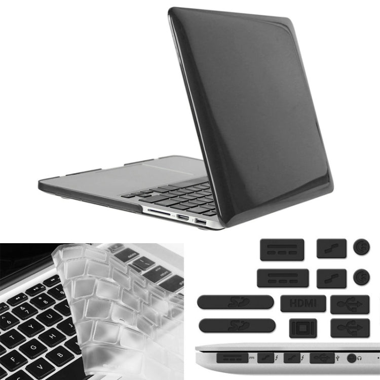 ENKAY for Macbook Pro Retina 15.4 inch (US Version) / A1398 Hat-Prince 3 in 1 Crystal Hard Shell Plastic Protective Case with Keyboard Guard & Port Dust Plug(Black) - free shipping - PMC Jewellery - Order now!