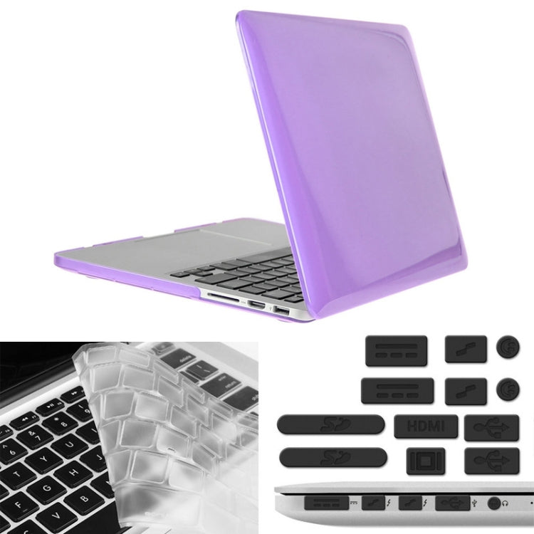 ENKAY for Macbook Pro Retina 15.4 inch (US Version) / A1398 Hat-Prince 3 in 1 Crystal Hard Shell Plastic Protective Case with Keyboard Guard & Port Dust Plug(Purple) - MacBook Pro Cases by ENKAY | Online Shopping South Africa | PMC Jewellery | Buy Now Pay Later Mobicred