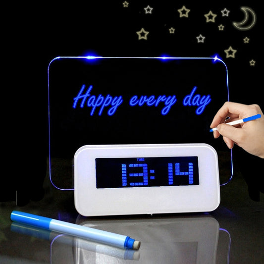 Multifunction LCD Digital Alarm Clock Thermometer + 4-Port USB HUB + Message Board with Blue or Green LCD backlight(White) - Message Boards by PMC Jewellery | Online Shopping South Africa | PMC Jewellery | Buy Now Pay Later Mobicred