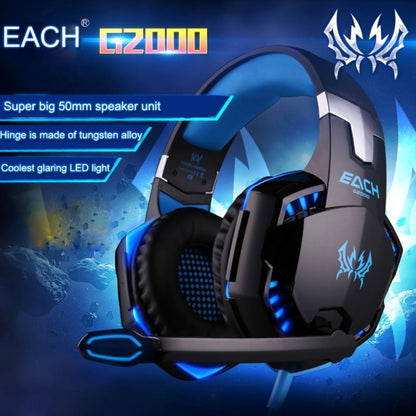 EACH G2000 Over-ear Stereo Bass Gaming Headset with Mic & LED Light for Computer, Cable Length: 2.2m(Blue) - Multimedia Headset by KOTION EACH | Online Shopping South Africa | PMC Jewellery | Buy Now Pay Later Mobicred