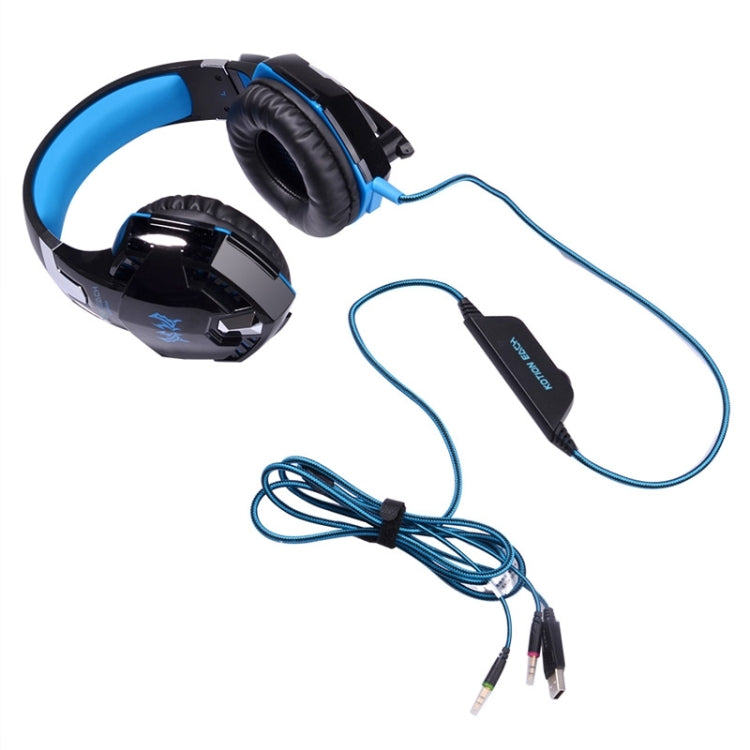 EACH G2000 Over-ear Stereo Bass Gaming Headset with Mic & LED Light for Computer, Cable Length: 2.2m(Blue) - Multimedia Headset by KOTION EACH | Online Shopping South Africa | PMC Jewellery | Buy Now Pay Later Mobicred