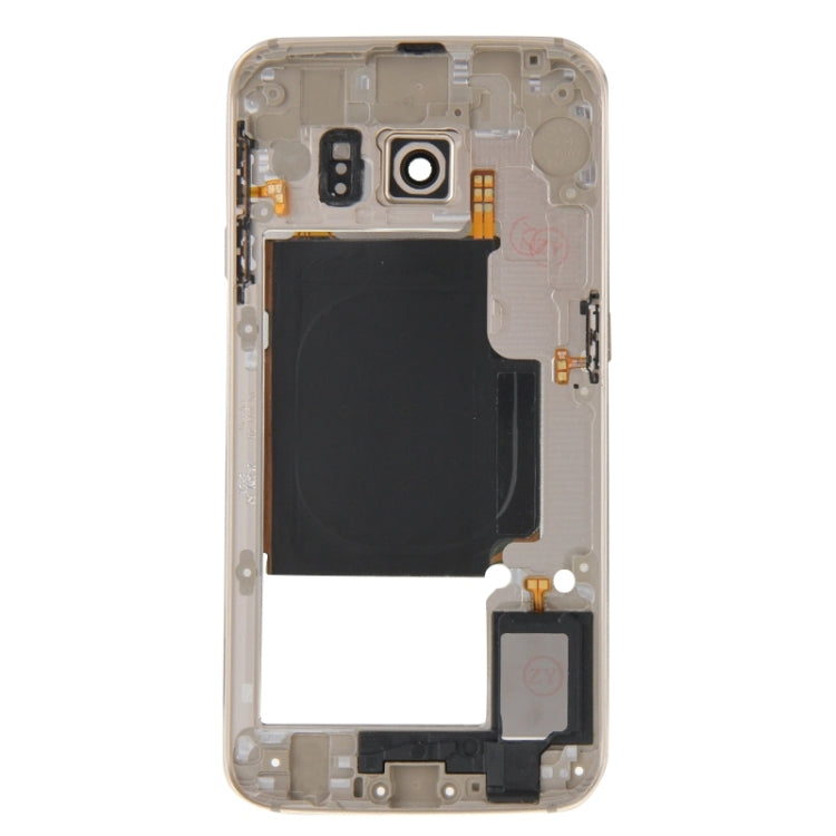 For Galaxy S6 Edge / G925 Back Plate Housing Camera Lens Panel with Side Keys and Speaker Ringer Buzzer (Gold) - Frame Bezel Plate by PMC Jewellery | Online Shopping South Africa | PMC Jewellery | Buy Now Pay Later Mobicred