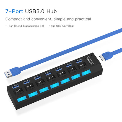 7 Ports USB 3.0 HUB, Super Speed 5Gbps, Plug and Play, Support 1TB(Black) - USB 3.0 HUB by PMC Jewellery | Online Shopping South Africa | PMC Jewellery | Buy Now Pay Later Mobicred