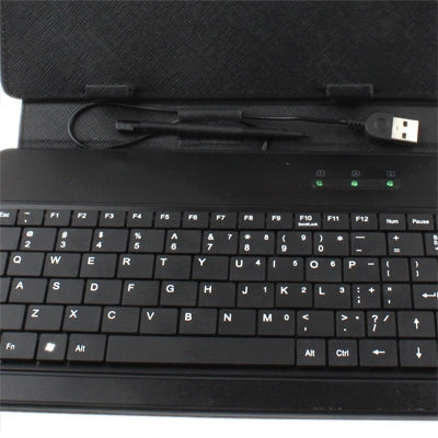 7 inch Universal Tablet PC Leather Tablet Case with USB Plastic Keyboard(Black) - Universal Keyboard by PMC Jewellery | Online Shopping South Africa | PMC Jewellery