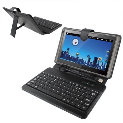 9.7 inch Universal Tablet PC Leather Tablet Case with USB Plastic Keyboard(Black) - Universal Keyboard by PMC Jewellery | Online Shopping South Africa | PMC Jewellery