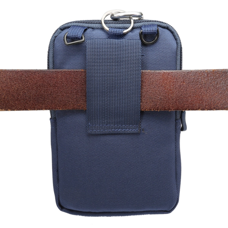 6.4 inch and Below Universal Polyester Men Vertical Style Case Shoulder Carrying Bag with Belt Hole & Climbing Buckle, For iPhone, Samsung, Sony, Huawei, Meizu, Lenovo, ASUS, Oneplus, Xiaomi, Cubot, Ulefone, Letv, DOOGEE, Vkworld, and other (Dark Blue) - More iPhone Cases by PMC Jewellery | Online Shopping South Africa | PMC Jewellery | Buy Now Pay Later Mobicred
