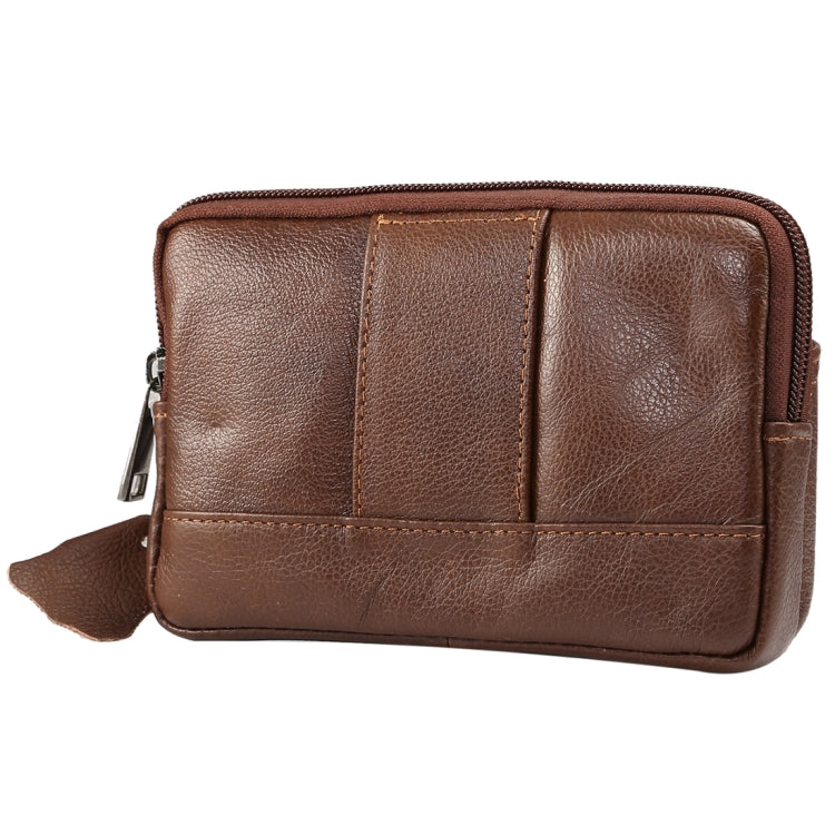 6.0 inch and Below Universal Genuine Leather Men Horizontal Style Case Waist Bag with Belt Hole, For Sony, Huawei, Meizu, Lenovo, ASUS, Cubot, Oneplus, Xiaomi, Ulefone, Letv, DOOGEE, Vkworld, and other Smartphones(Coffee) - More iPhone Cases by PMC Jewellery | Online Shopping South Africa | PMC Jewellery | Buy Now Pay Later Mobicred