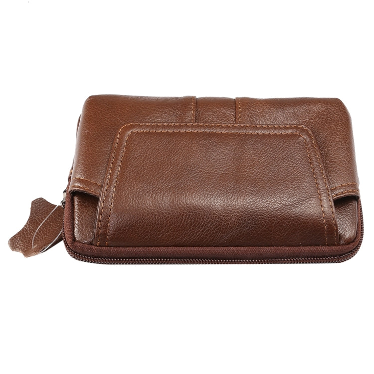 6.0 inch and Below Universal Genuine Leather Men Horizontal Style Case Waist Bag with Belt Hole, For Sony, Huawei, Meizu, Lenovo, ASUS, Cubot, Oneplus, Xiaomi, Ulefone, Letv, DOOGEE, Vkworld, and other Smartphones(Coffee) - More iPhone Cases by PMC Jewellery | Online Shopping South Africa | PMC Jewellery | Buy Now Pay Later Mobicred