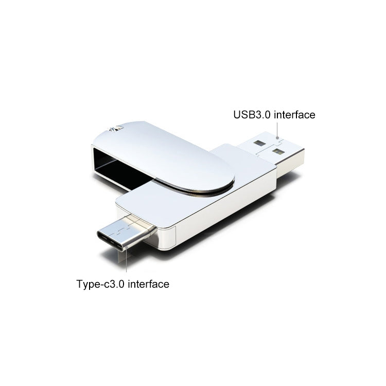 Kinzdi 128GB USB 3.0 + Type-C 3.0 Interface Metal Twister Flash Disk V11 (Silver) - USB Flash Drives by Kinzdi | Online Shopping South Africa | PMC Jewellery | Buy Now Pay Later Mobicred