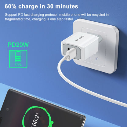 awei PD4 20W PD Type-C + QC 3.0 USB Interface Fast Charging Travel Charger with Data Cable, EU Plug - USB Charger by awei | Online Shopping South Africa | PMC Jewellery | Buy Now Pay Later Mobicred