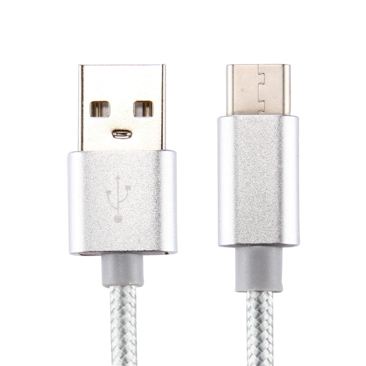 Knit Texture USB to USB-C / Type-C Data Sync Charging Cable, Cable Length: 1m, 3A Total Output, 2A Transfer Data(Silver) - USB-C & Type-C Cable by PMC Jewellery | Online Shopping South Africa | PMC Jewellery | Buy Now Pay Later Mobicred