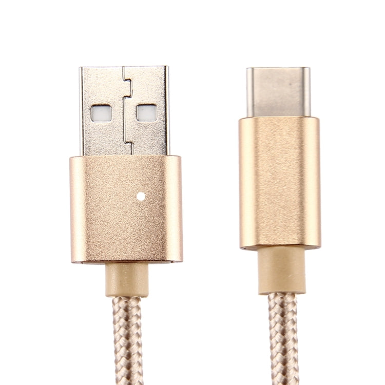 Knit Texture USB to USB-C / Type-C Data Sync Charging Cable, Cable Length: 2m, 3A Output(Gold) - USB-C & Type-C Cable by PMC TechLife | Online Shopping South Africa | PMC TechLife | Buy Now Pay Later Mobicred
