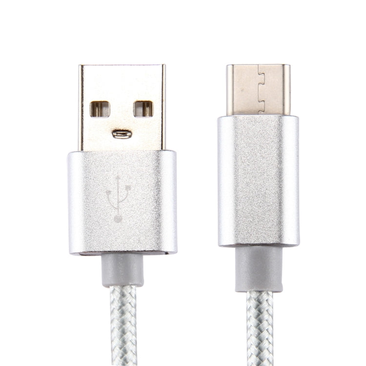 Knit Texture USB to USB-C / Type-C Data Sync Charging Cable, Cable Length: 2m, 3A Output(Silver) - USB-C & Type-C Cable by PMC TechLife | Online Shopping South Africa | PMC TechLife | Buy Now Pay Later Mobicred
