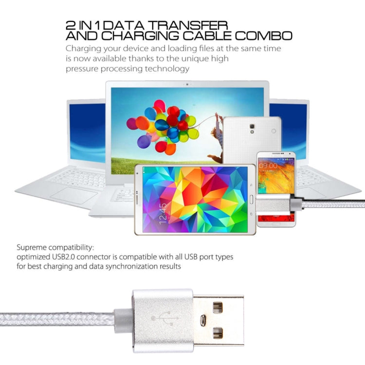 Knit Texture USB to USB-C / Type-C Data Sync Charging Cable, Cable Length: 3m, 3A Total Output, 2A Transfer Data(Silver) - USB-C & Type-C Cable by PMC TechLife | Online Shopping South Africa | PMC TechLife | Buy Now Pay Later Mobicred