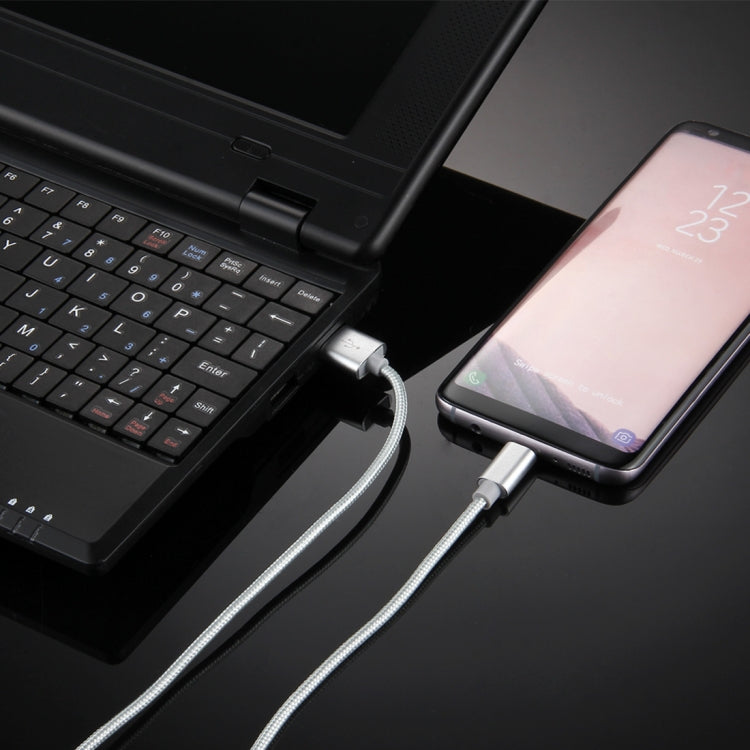 Knit Texture USB to USB-C / Type-C Data Sync Charging Cable, Cable Length: 3m, 3A Total Output, 2A Transfer Data(Silver) - USB-C & Type-C Cable by PMC TechLife | Online Shopping South Africa | PMC TechLife | Buy Now Pay Later Mobicred