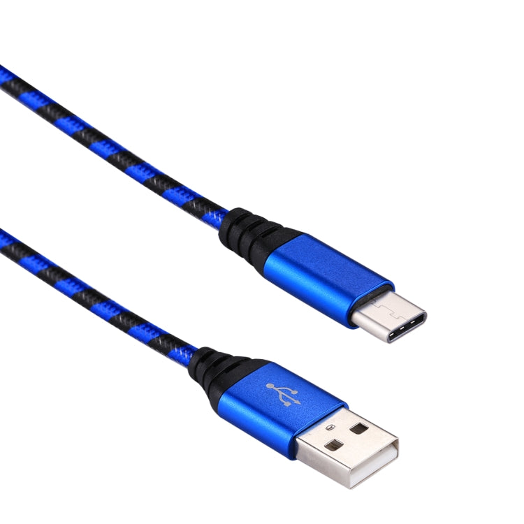 1m USB to USB-C / Type-C Nylon Weave Style Data Sync Charging Cable(Blue) - USB-C & Type-C Cable by PMC Jewellery | Online Shopping South Africa | PMC Jewellery | Buy Now Pay Later Mobicred