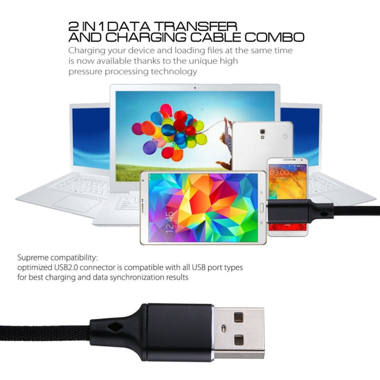 1m 2A Output USB to USB-C / Type-C Nylon Weave Style Data Sync Charging Cable(Black) - free shipping - PMC TechLife - Order now!