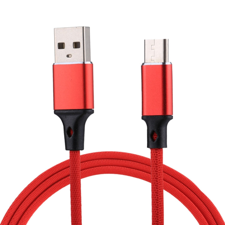 1m 2A Output USB to USB-C / Type-C Nylon Weave Style Data Sync Charging Cable(Red) - USB-C & Type-C Cable by PMC Jewellery | Online Shopping South Africa | PMC Jewellery | Buy Now Pay Later Mobicred