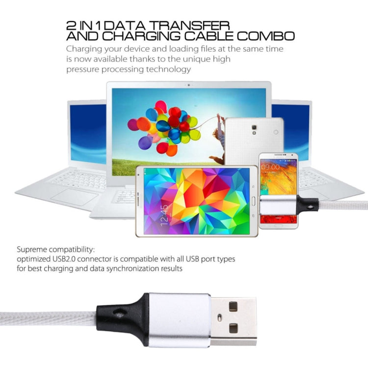 1m 2A Output USB to USB-C / Type-C Nylon Weave Style Data Sync Charging Cable(White) - USB-C & Type-C Cable by PMC Jewellery | Online Shopping South Africa | PMC Jewellery | Buy Now Pay Later Mobicred