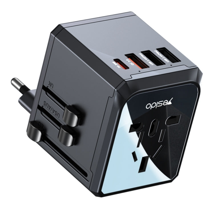 Yesido MC24 20W 3 USB + Type-C Ports Multi-function Universal Travel Adapter Plug (Black) - Multifunction Charger by Yesido | Online Shopping South Africa | PMC Jewellery | Buy Now Pay Later Mobicred